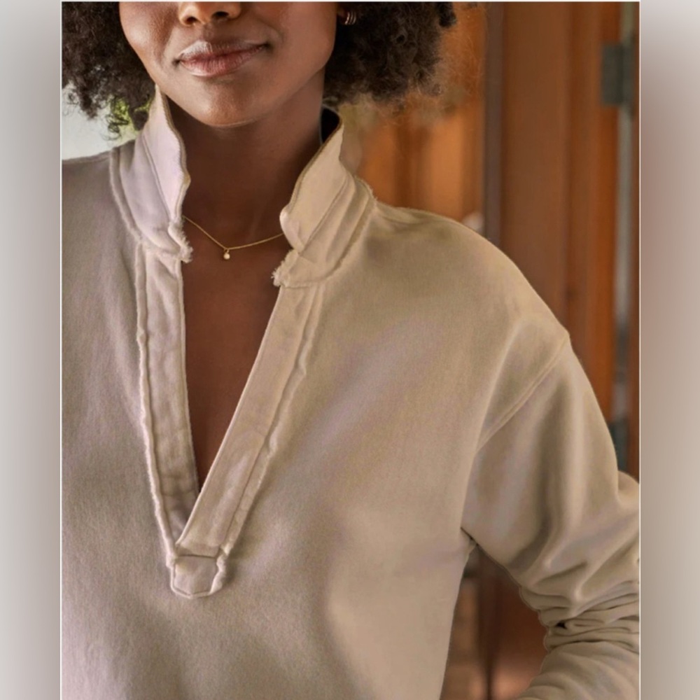New Frank & Eileen Patrick Triple Fleece Toasted V-Neck Sweatshirt L